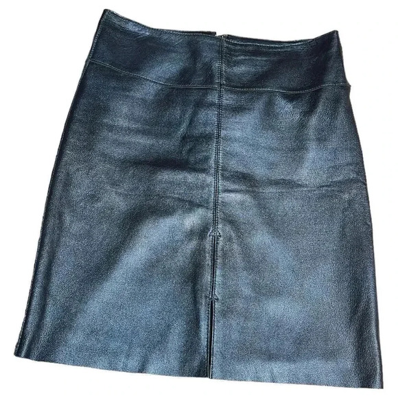 Bebe Blue Iridescent Genuine Leather Pencil Skirt Sz 2 Vintage Soft Womens‎ - Picture 1 of 11